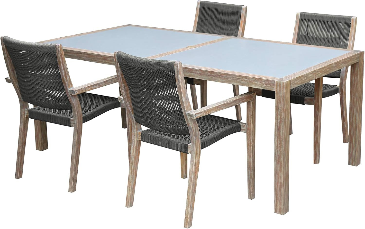 Armen Living Sienna and Madsen Eucalyptus 5 Piece Outdoor Patio Dining Set, Grey Teak/Grey Super ... | Amazon (US)