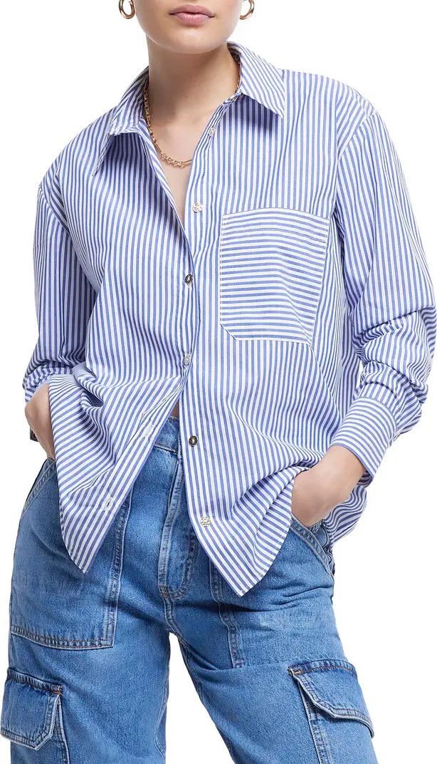 Stripe Oversize Poplin Button-Up Shirt | Nordstrom