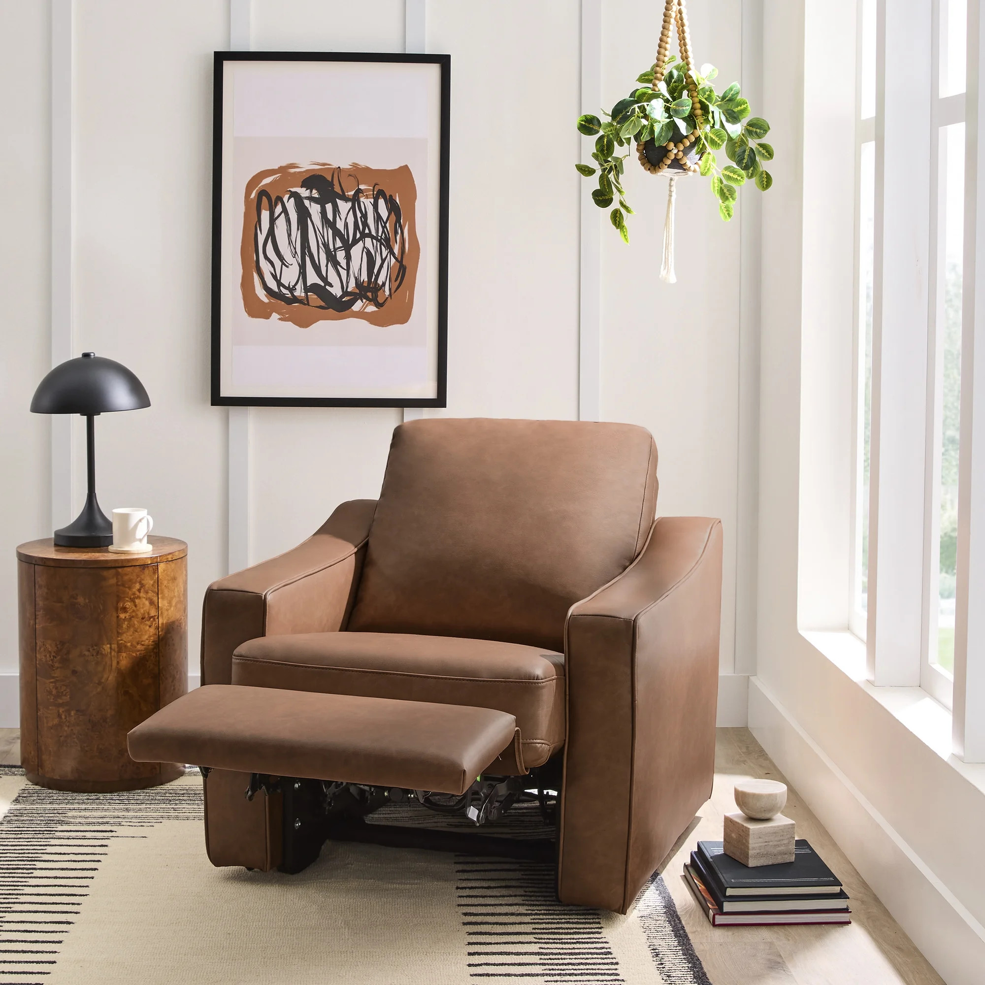 Better Homes & Gardens Allen Push-Button Power Recliner Chair, Cocoa Faux Leather | Walmart (US)