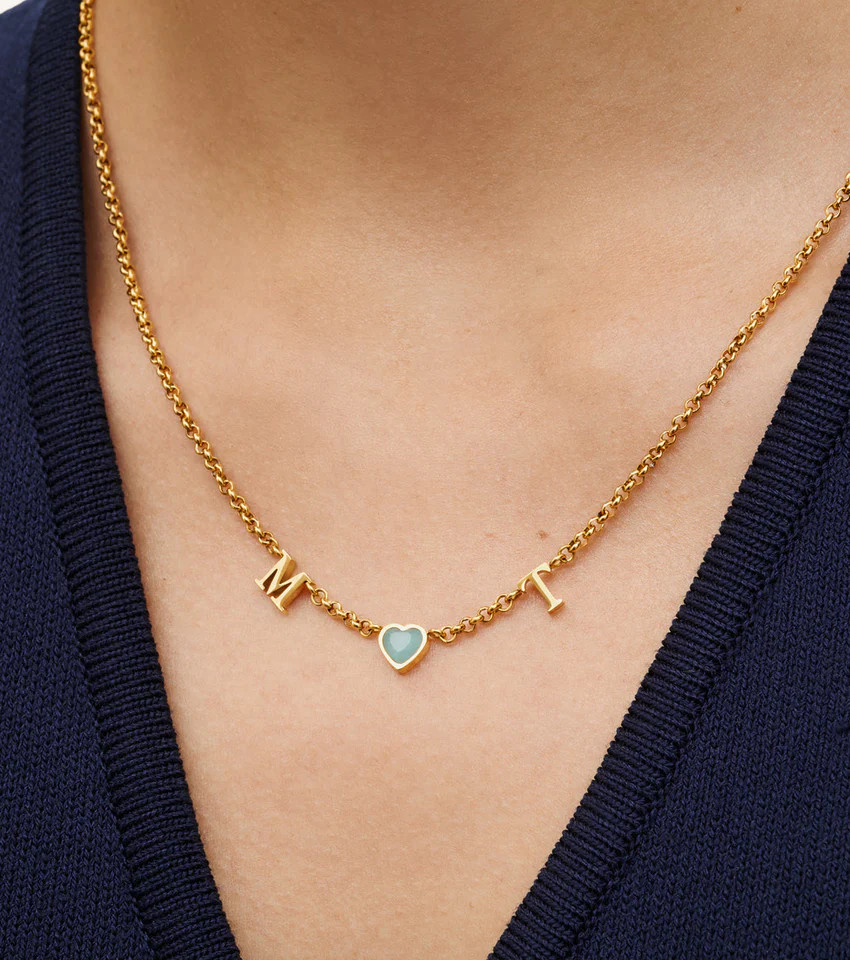 Made Mine Initials & Birthstone Necklace (Gold) | Abbott Lyon