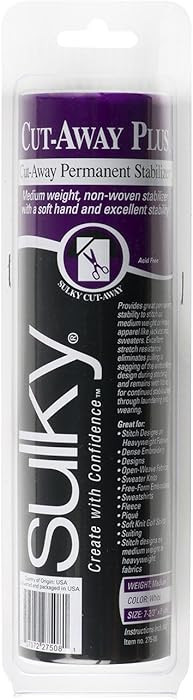 Sulky Of America 275-08 Cut Away Plus Midweight Stabilizer, 7-2/3in x 8yds, White | Amazon (US)