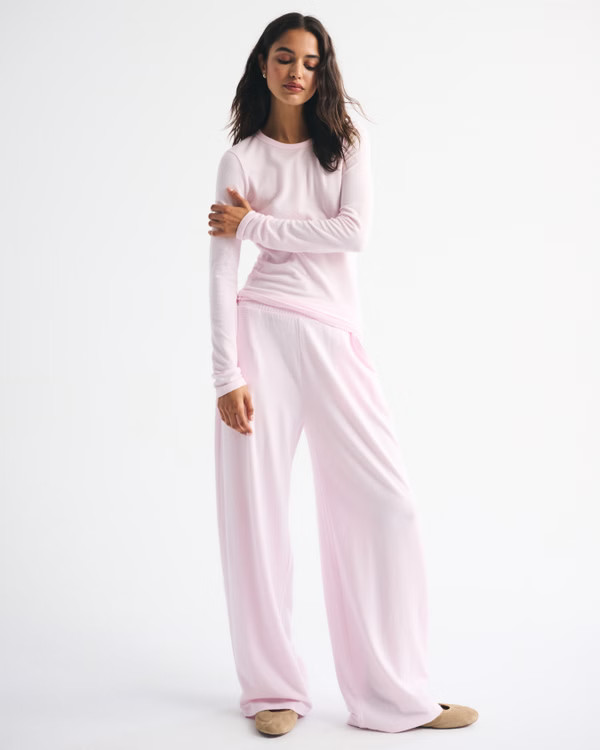 Long-Sleeve Cozy Lounge Knit Tee | Abercrombie & Fitch (US)