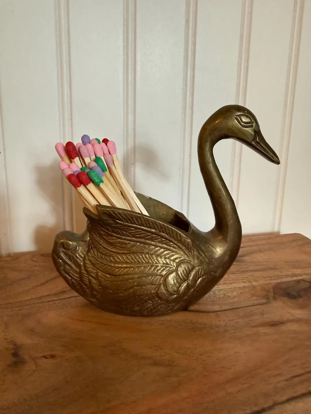 Vintage Solid Brass Swan Planter / Match Holder | Etsy (Global)