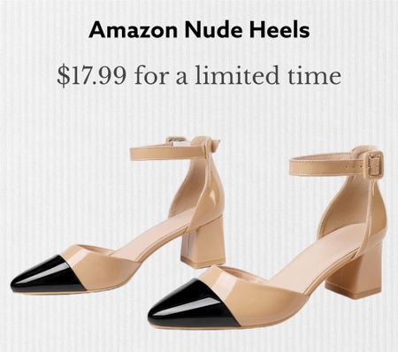 Amazon nude chunky heels on sale for a limited time. 50% off already + extra 10% off when you apply the coupon at checkout. Only $17.99 

#LTKSeasonal #LTKShoeCrush #LTKSaleAlert