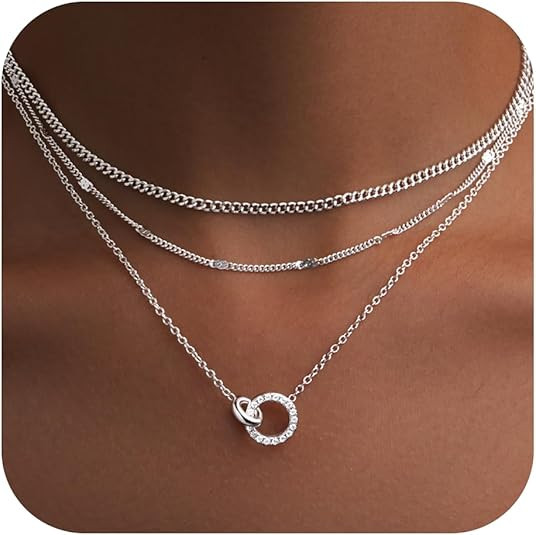 WomenGifts Layered Gold Necklaces for Women, 14K Gold Sterling Silver Plated Dainty Pendant Neckl... | Amazon (US)