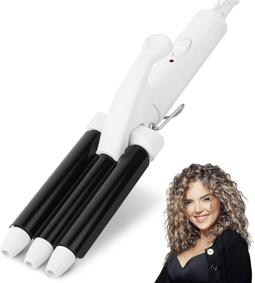 Mini 3 Barrel Curling Iron, 0.5 Inch Hair Crimper, Small Triple Barrel Beach Waves Curling Iron f... | Amazon (US)