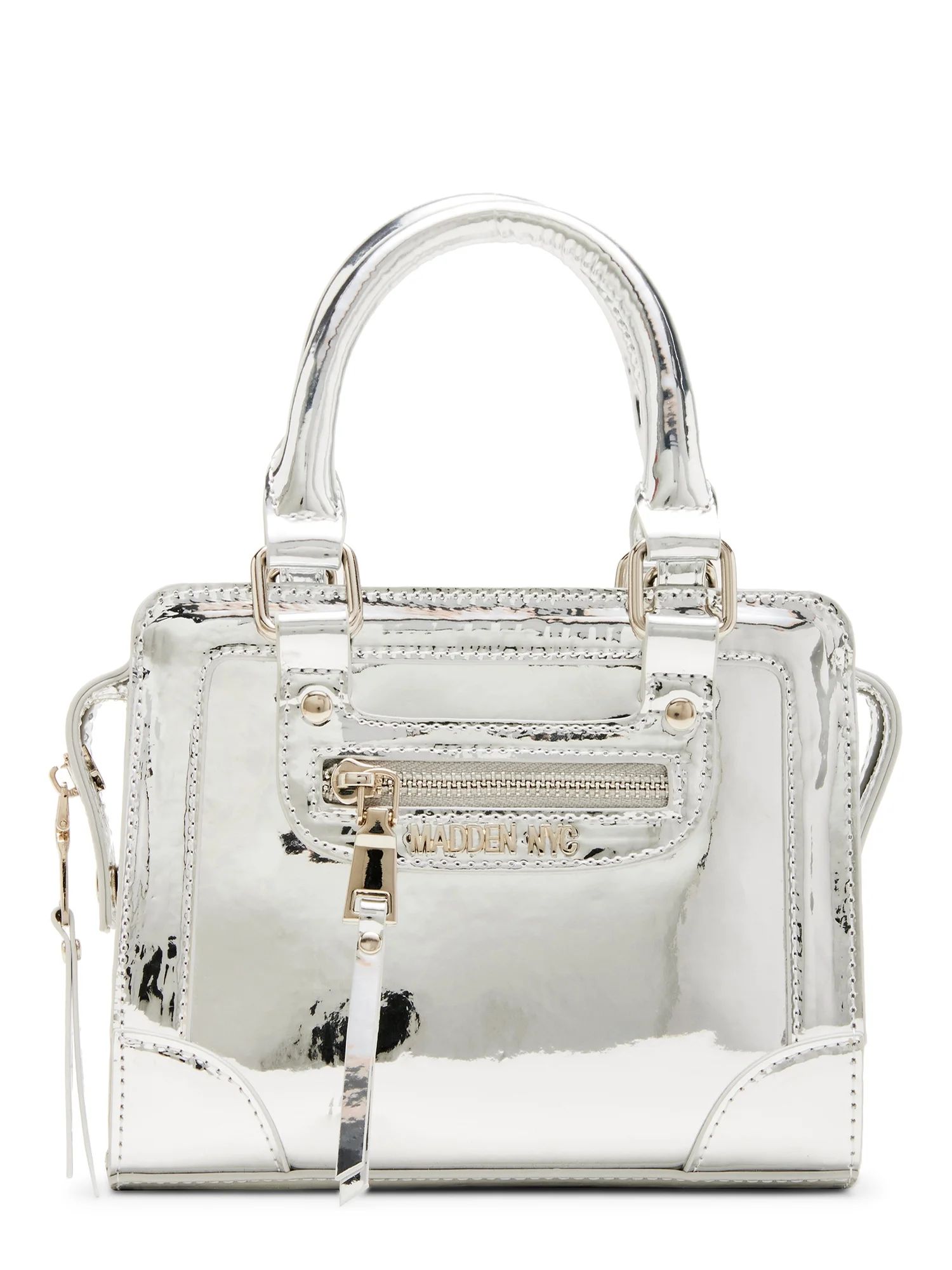 Madden NYC Women's Mini Satchel with Pouch, Silver Metallic | Walmart (US)