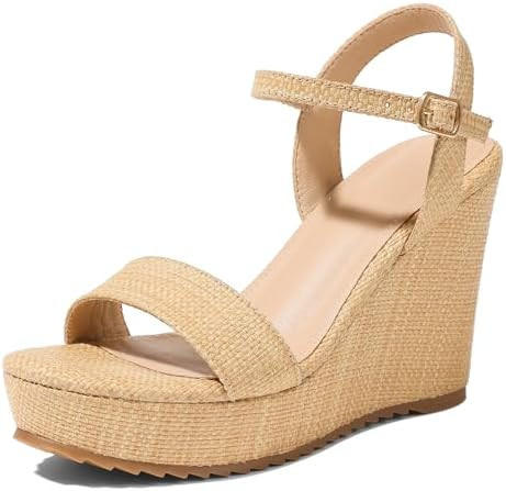 mikarka Women's Espadrille Wedge Sandals: Ankle Strap Platform Open Toe Wedges - Stylish High Hee... | Amazon (US)