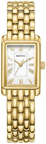 BOFAN Gold Watches for Women with Vintage Bracelet, Rectangular Case Roman Dial,Adjustment Tool I... | Amazon (US)