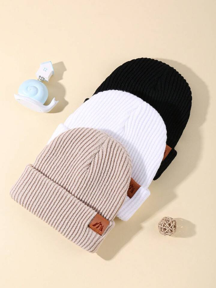 3pcs Baby Beanie Hat With Pom-pom, Suitable For Winter | SHEIN