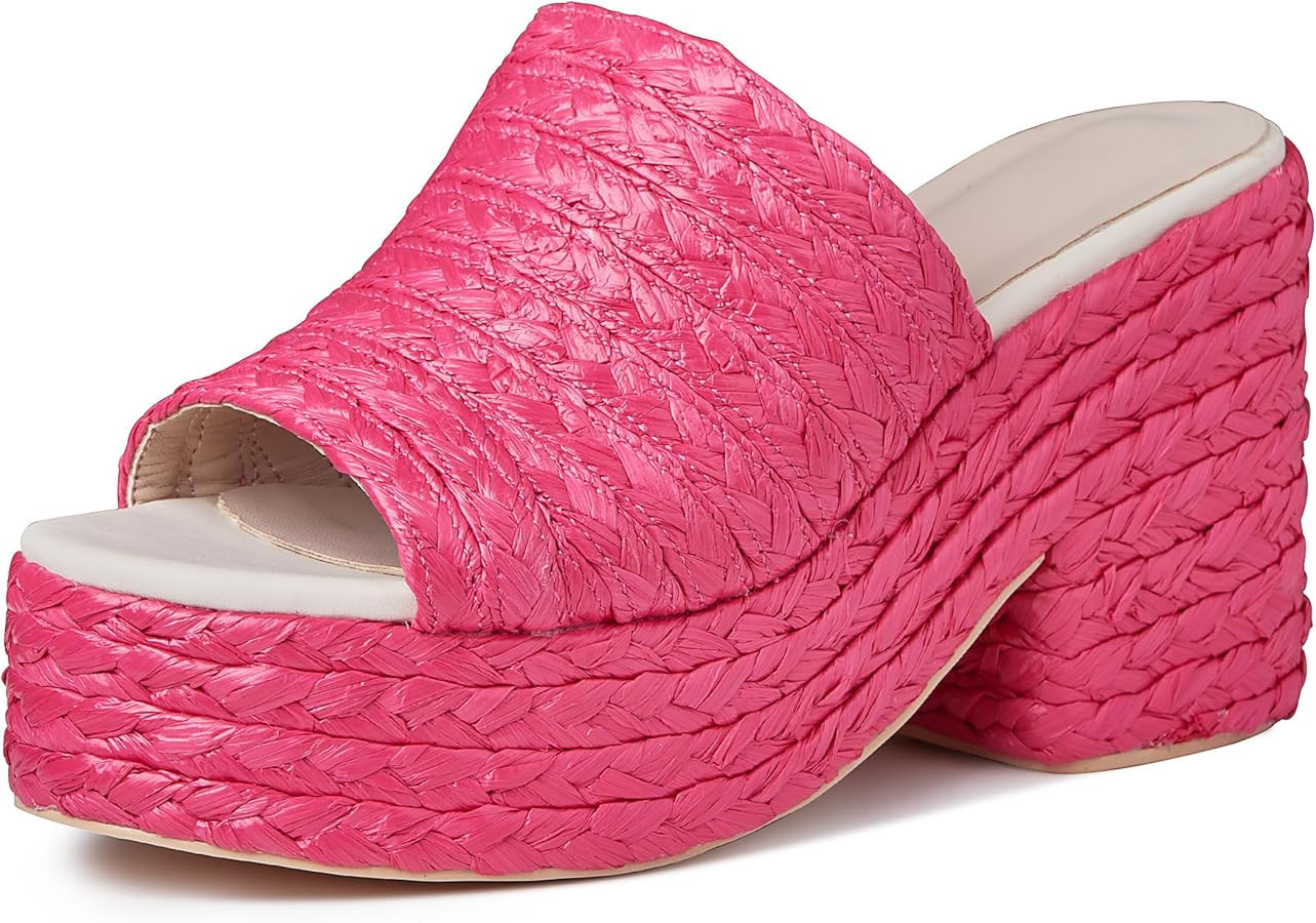 CYNLLIO Espadrilles Platform Sandals Open Toe Chunky High Heel Slides Fashion Summer Outdoor Beac... | Amazon (US)