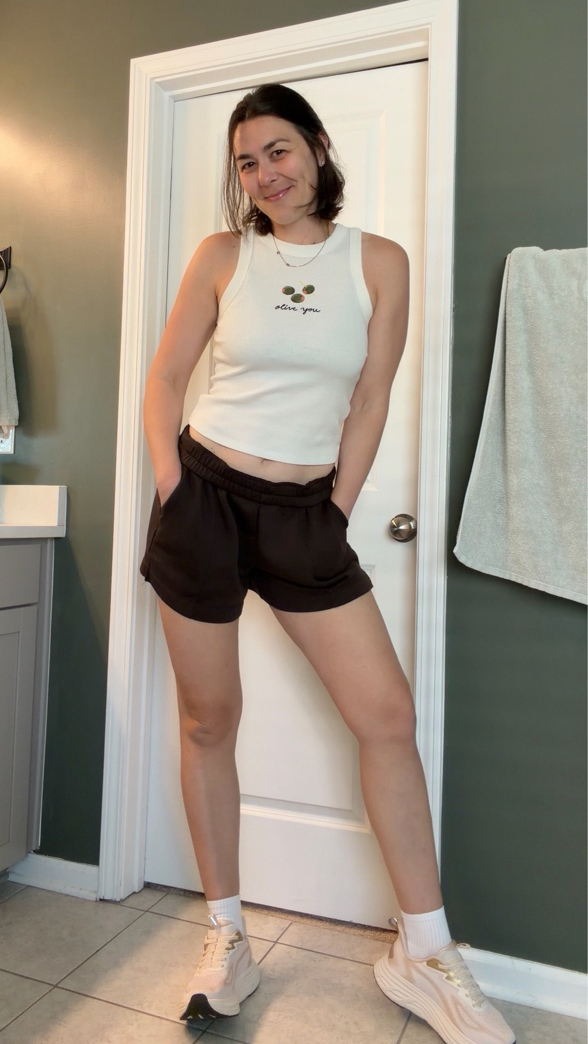 Outfit of the day as a nursing mom of two 🤍

Wearing M tall in tank, medium in shorts, & sneakers run TTS. 

I own these fleece shorts in 2 colors - slightly oversized fit and soooo soft and cozy! 

My sneakers are no hands slip on/offs which are a necessity as a mom who’s hands are always full 🤪

#LTKootd #LTKTall #LTKActive