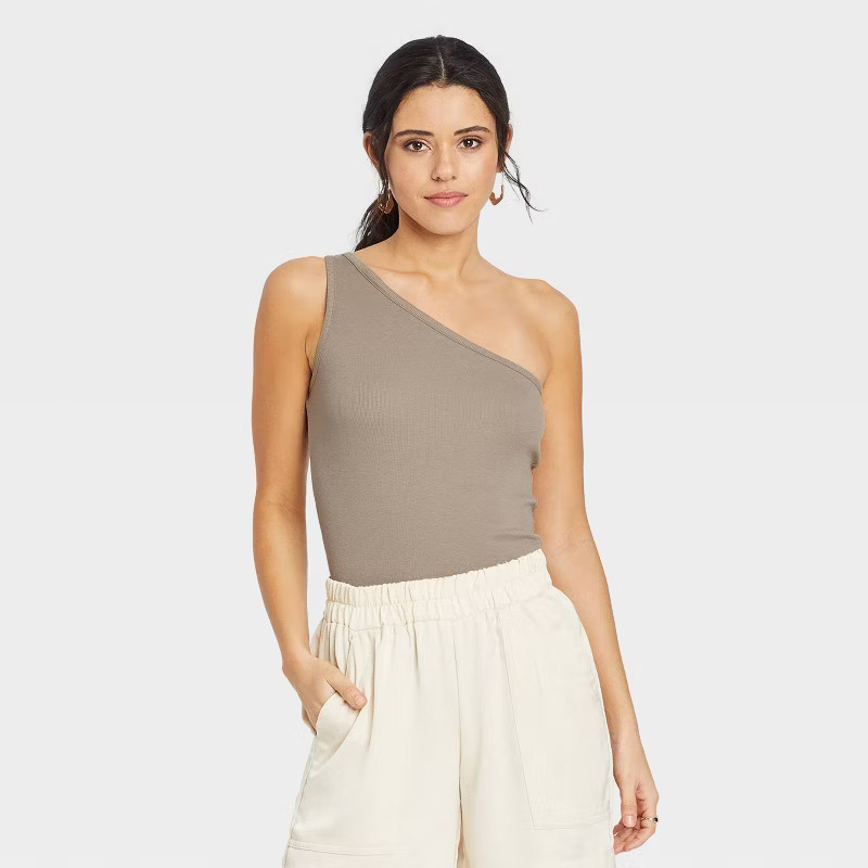 Women's Slim Fit One Shoulder Tank Top - A New Day™ | Target