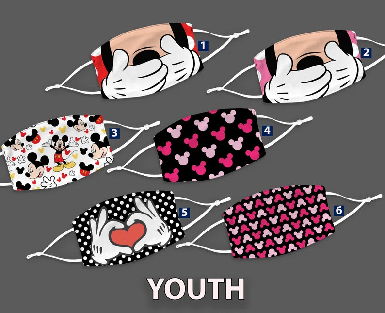 Choice of Mickey Mouse or Minnie Mouse |  Movie  Kids Cloth Face Mask | Reusable Mask | Cloth Fac... | Etsy (US)