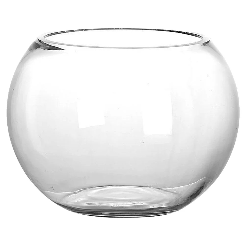 Home Accents Decor Glass Fish Tank Round Goldfish Bowl Clear Terrarium Golden Office | Walmart (US)