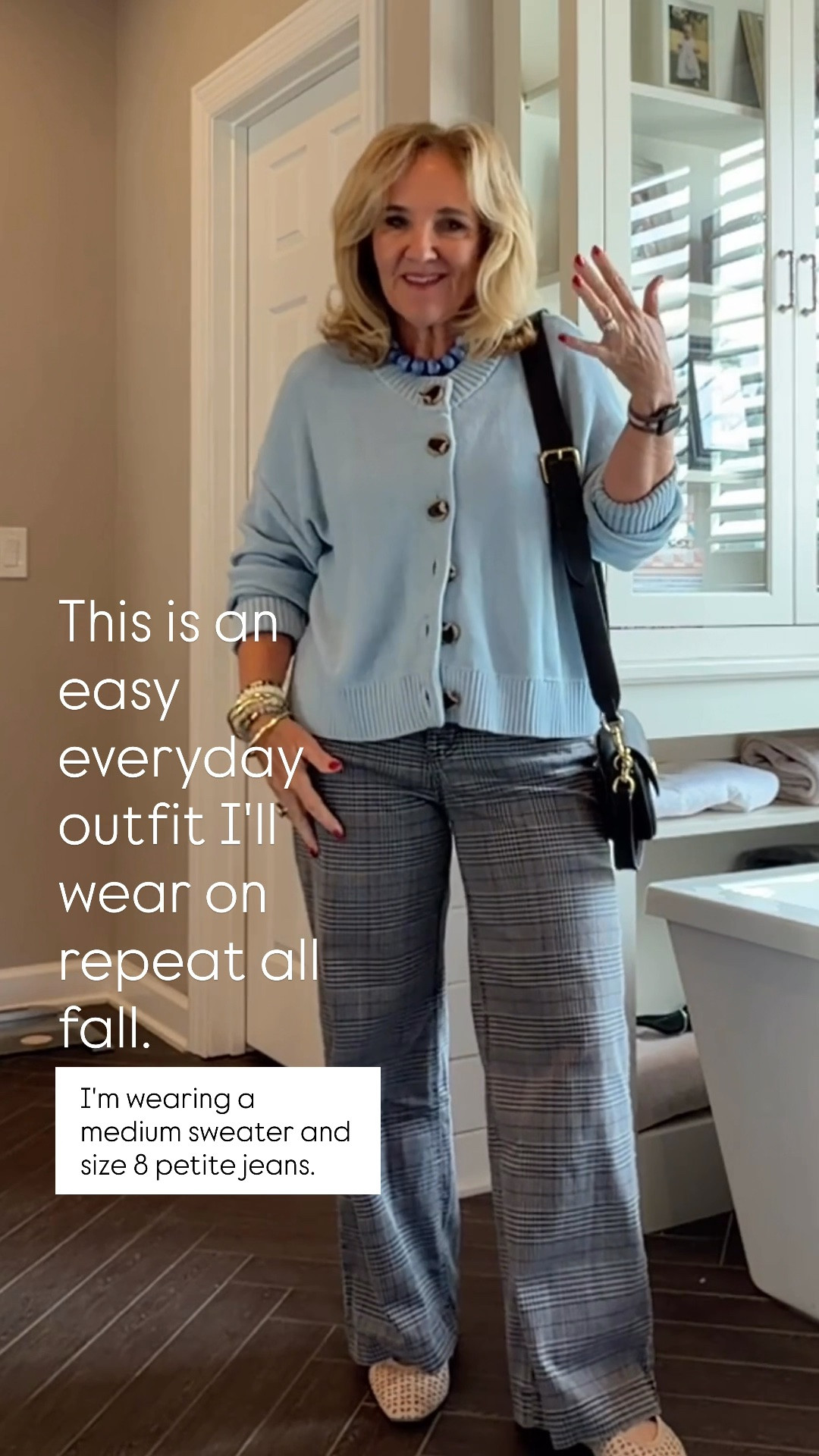 These plaid wide-leg jeans are such a fun alternative to classic denim! They have all the comfort of your favorite jeans with a subtle plaid print that instantly elevates a simple sweater. This is an easy everyday outfit I'll wear on repeat all fall. I'm wearing a medium sweater and size 8 petite jeans.

💡 LTK MADE EASY
❤️ Heart = Support my posts!
🔖 Save = Get sale & restock alerts
📋 Lists = Keep favorites organized
📲 Share = Send lists and products to a friend. Hello, Christmas List!
💬 Comment = Ask me anything about what I'm wearing.:-)

#LTKootd #LTKOver40 #LTKSaleAlert