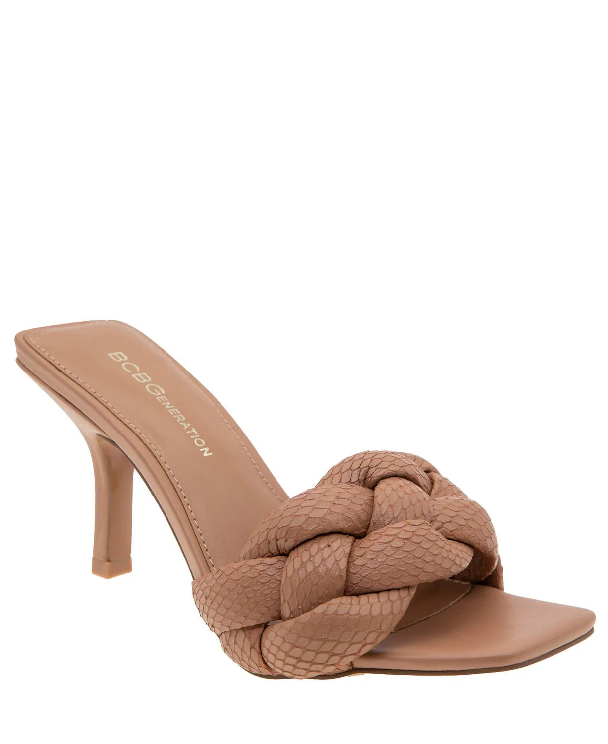 BCBGeneration Women's Marlino Snake Print Leather Braided Sandal Heels in Tan Breach 8.5 Lord & Tayl | Lord & Taylor