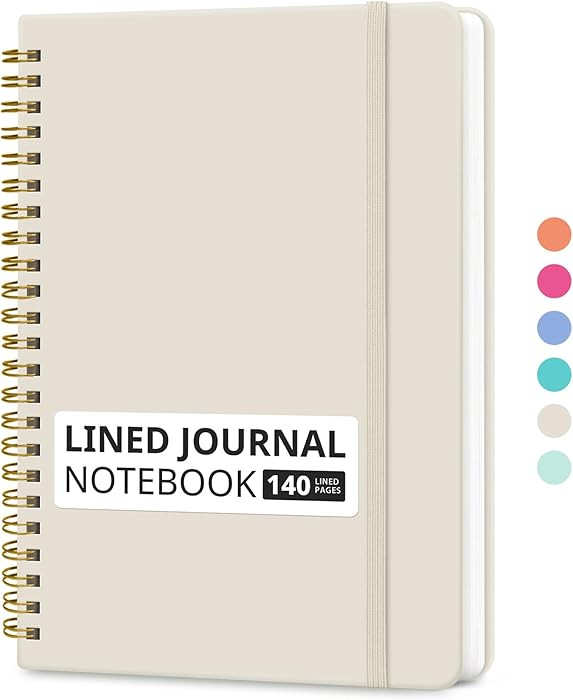 Taja Lined Spiral Journal Notebook for Women & Men, 140 Pages, College Ruled Hardcover Notebook f... | Amazon (US)