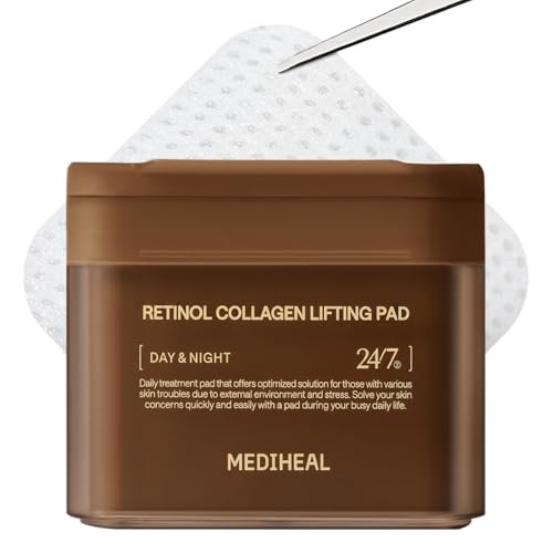 MEDIHEAL Toner Pads - Retinol Collagen Lifting Pad (100 counts) for Skin Rejuvenation & Firming - Lifting Pads for Enhancing Skin Texture - Vegan Stretchable Lifting Fabric, Korean Skin Care | Amazon (US)