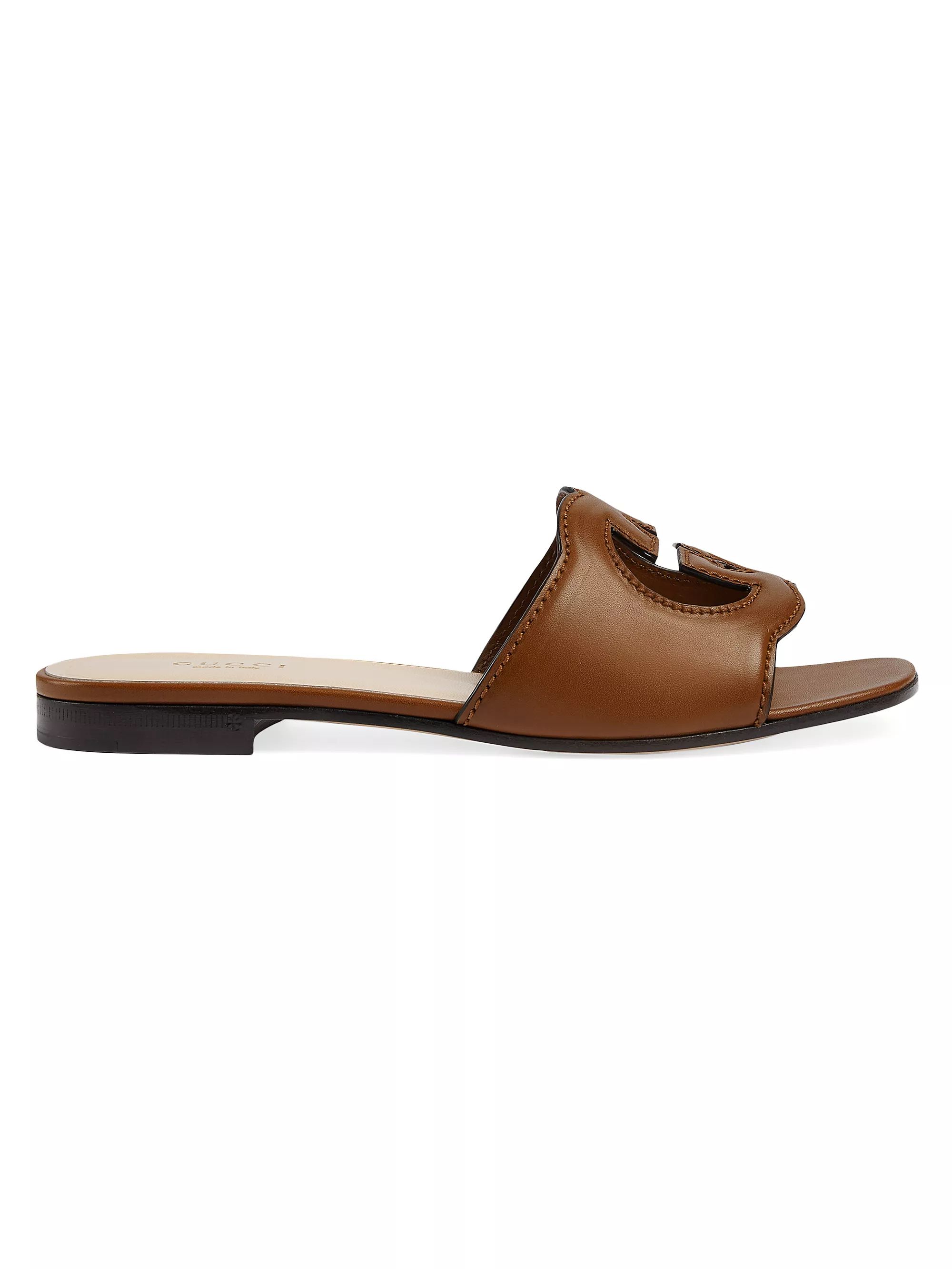 GG Cut-Out Leather Slides | Saks Fifth Avenue