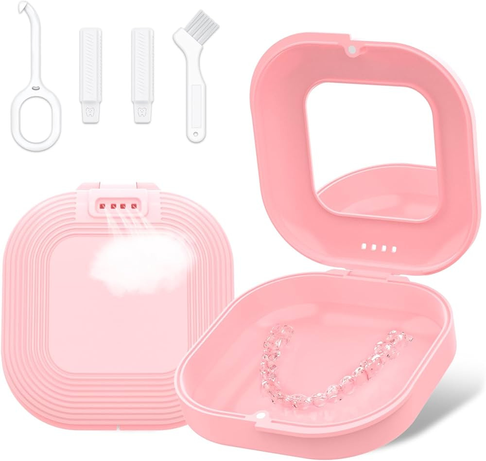 Retainer Case with Mirror and Vent Holes, Cute Retainer Holder Case Compatible with Invisalign, A... | Amazon (US)