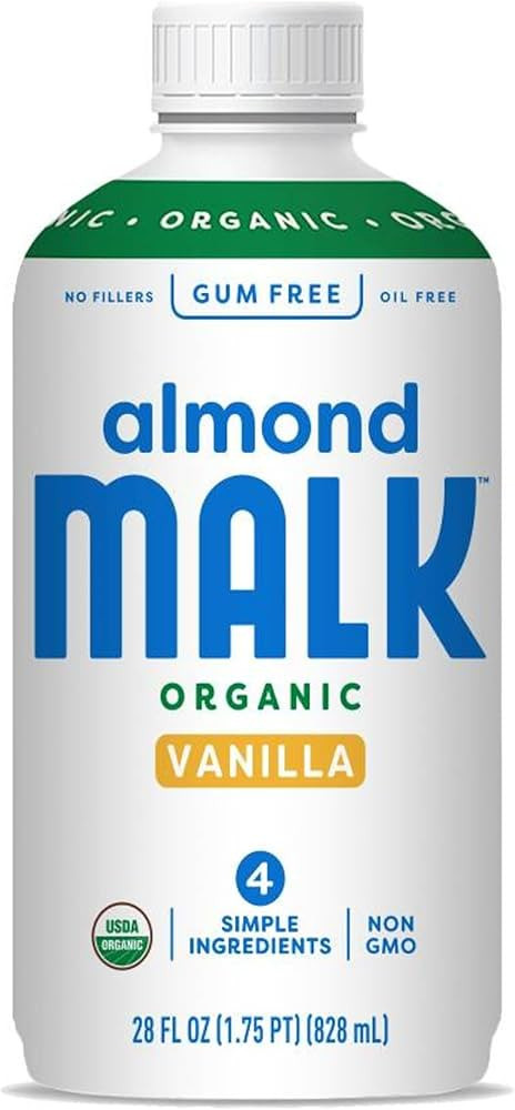 MALK Organic Vanilla Almond Milk, 28 FZ - Non GMO, Gluten Free, Dairy Free, Plant Based, Vegan | Amazon (US)