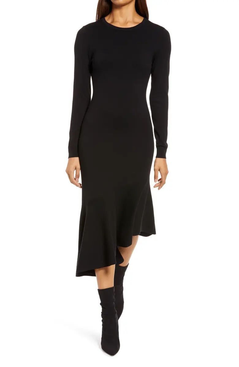 Halogen® Asymmetrical Long Sleeve Sweater Dress | Nordstrom | Nordstrom