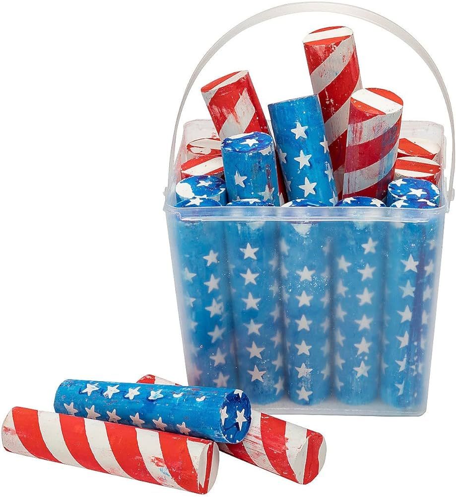 Fun Express American Flag Patriotic Sidewalk Chalk - 20 Pieces with Buckey - Summer and 4th of July  | Amazon (US)