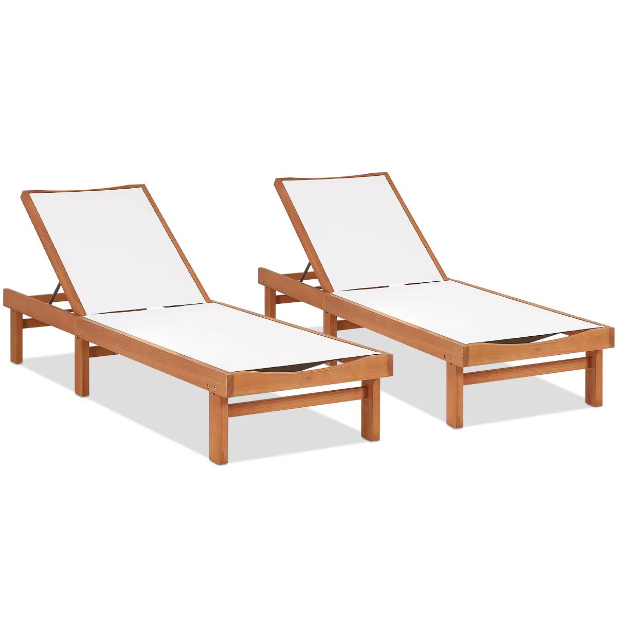 Tangkula 1PC/2PCS Outdoor Chaise Lounge Chair, Eucalyptus Wood Recliner w/ 5-Level Backrest, Brea... | Target