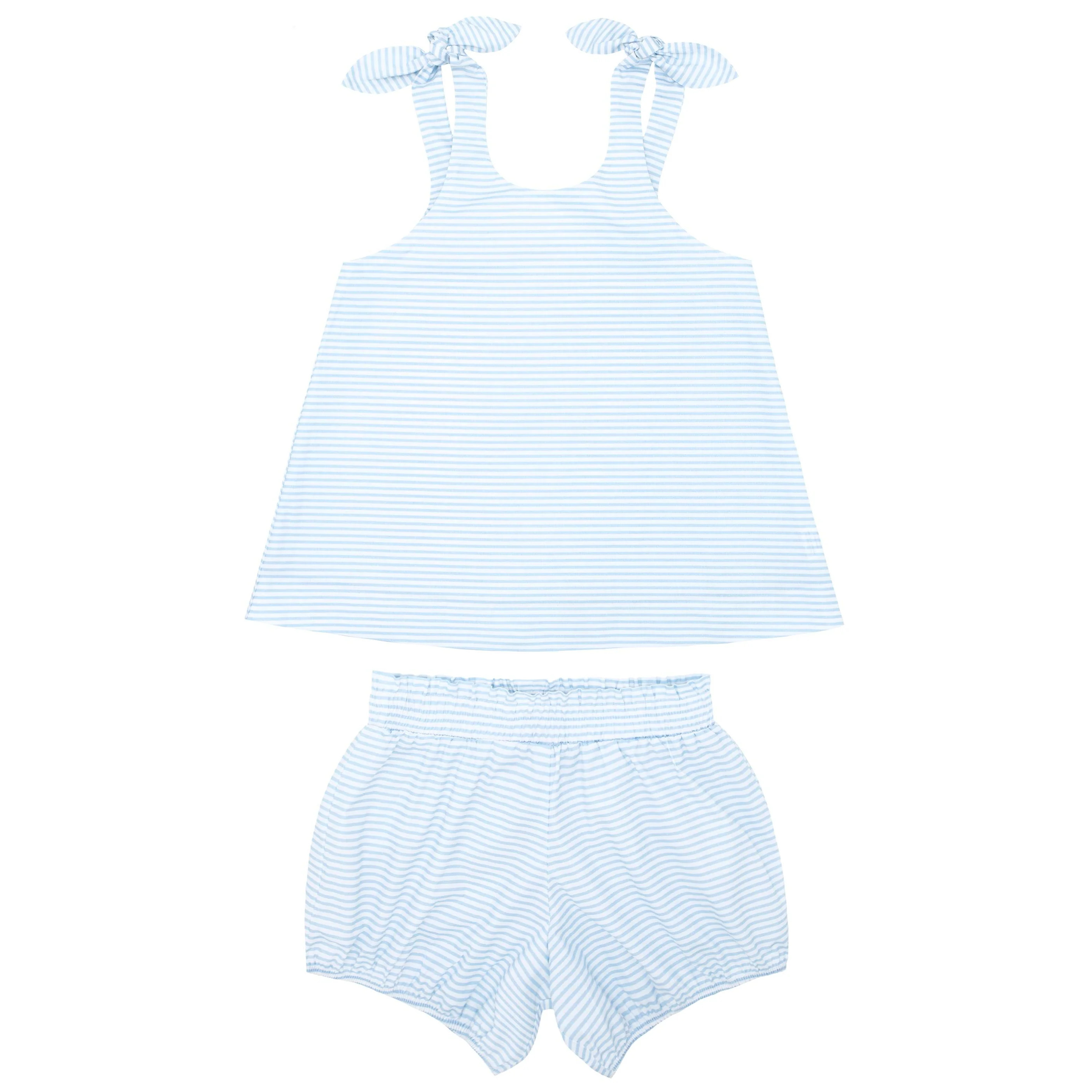 powder blue stripe tie knot bloomer set | minnow