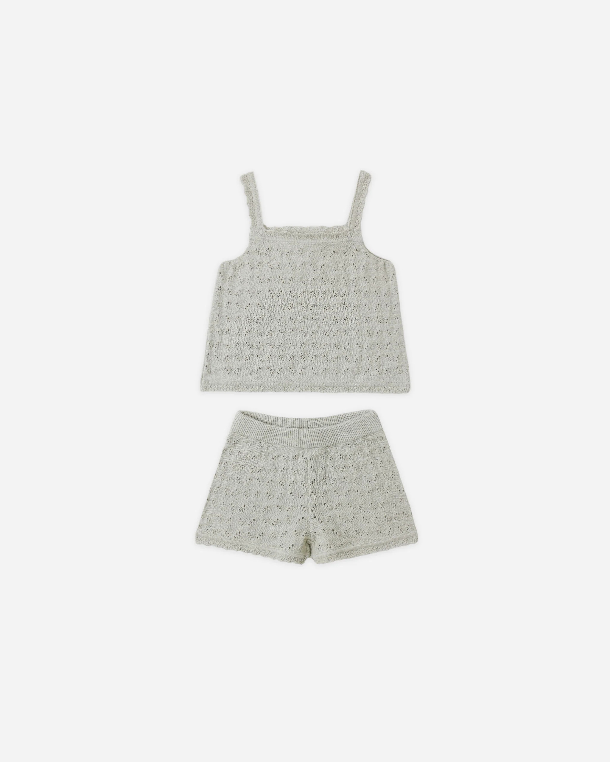 Pointelle Knit Tank + Short Set Sage | Rylee + Cru