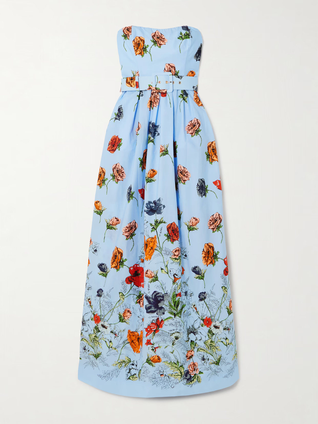 Cara Cara - Greenfield Belted Strapless Smocked Floral-print Cotton-poplin Maxi Dress - Blue | NET-A-PORTER (US)