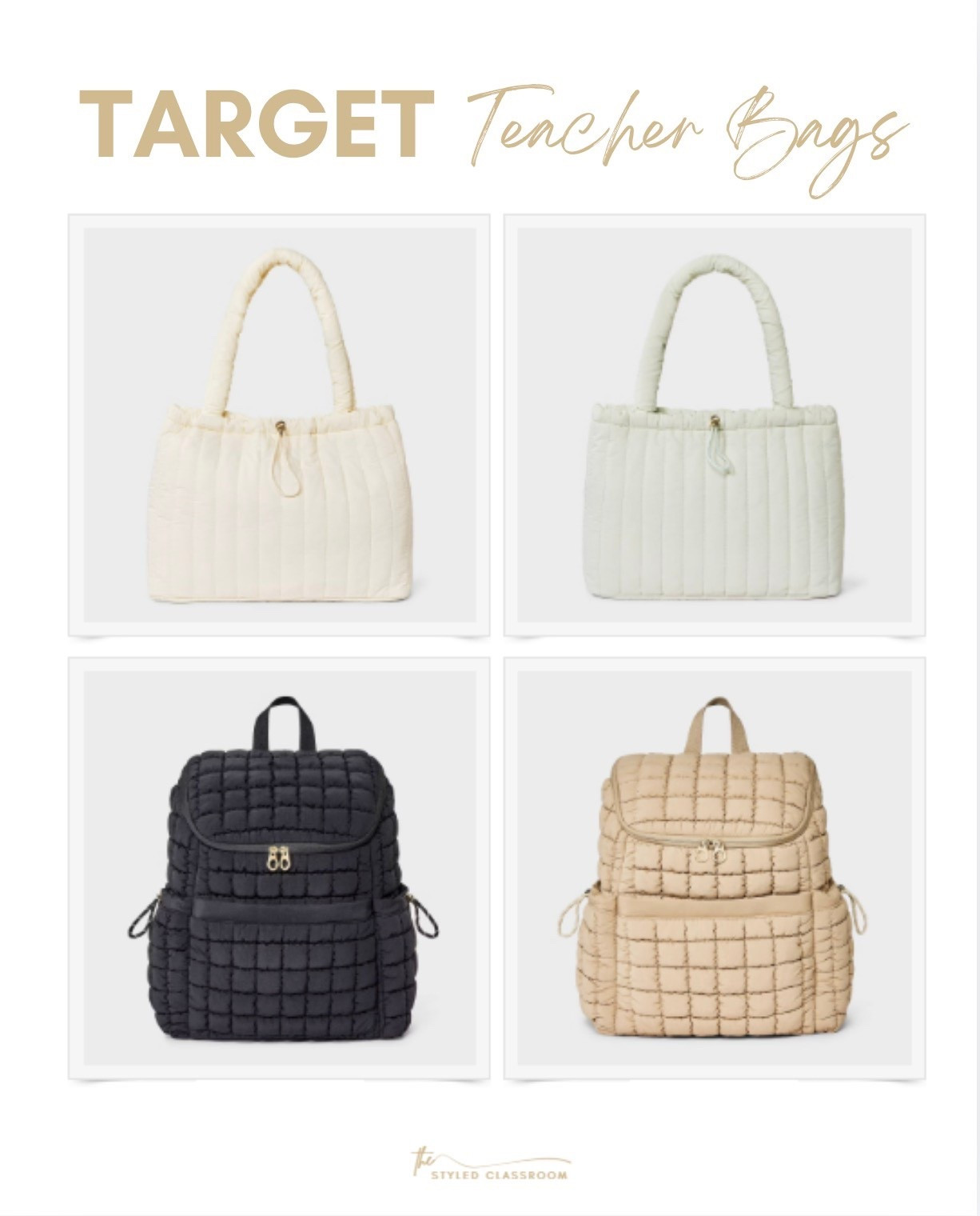 Quilted backpack and tote from Target that would make a great teacher bag! 🤍



#LTKWorkwear #LTKSeasonal