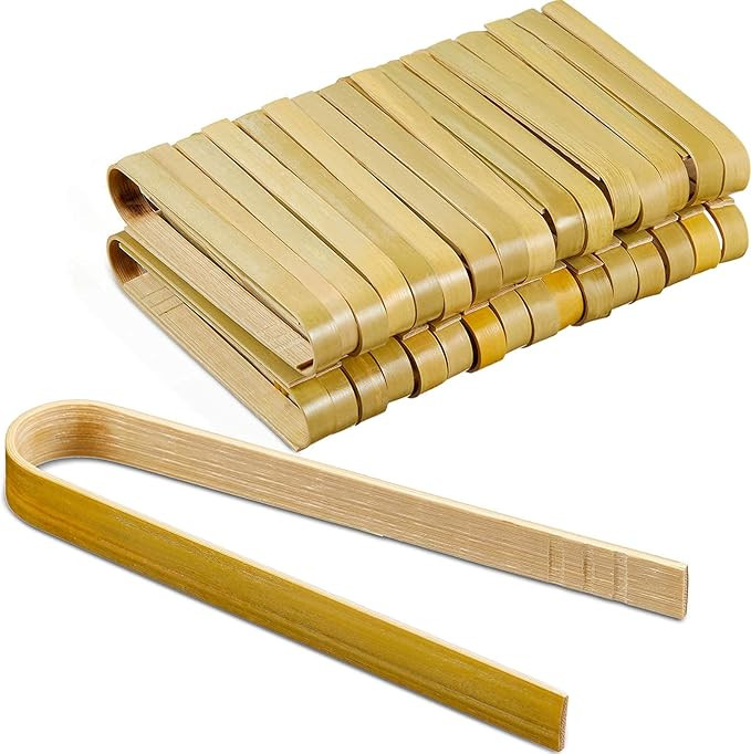 Patelai 90 Pieces Mini Bamboo Tongs Long Toast Tongs Disposable Wooden Cooking Bamboo Cooking Ute... | Amazon (US)