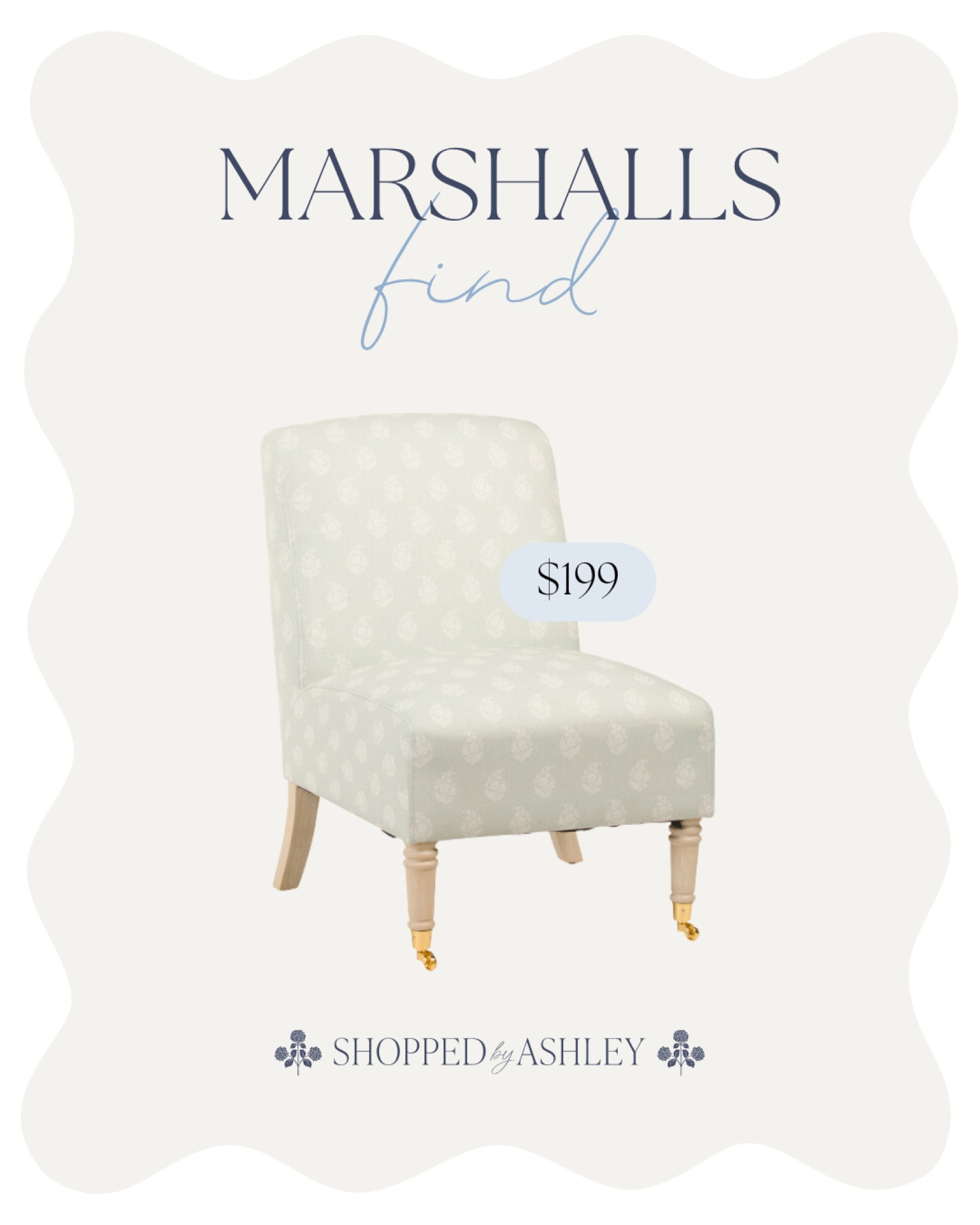 This pretty Lillian August chair was just added online at Marshalls! Don’t forget to use code SHIP89 on orders $89+ 🙌🏻

Chair with casters, TJ Maxx, Marshalls, HomeGoods, designer look, look for less, coastal grandmillennial, grandmillennial home, coastal home, green and white 

#LTKHome #LTKStyleTip