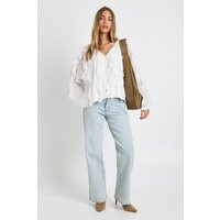 boohoo Women's Ruffle Chiffon Blouse in Cream | Size: 14 | Boohoo.com (UK & IE)