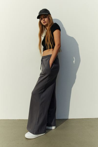 Wide-leg Joggers - Dark gray - Ladies | H&M US | H&M (US + CA)