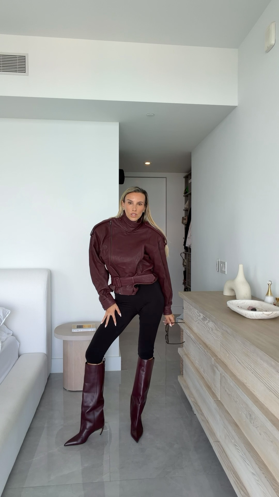 Burgundy monochromatic look 🍇 use code: BLACKFRIDAY25 for the leather jacket. 

#LTKSaleAlert #LTKCyberWeek