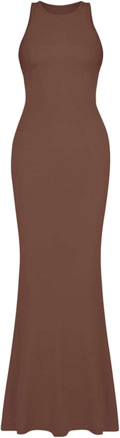 REORIA Women's Basic Summer Sexy Lounge Tank Long Dress Elegant Sleeveless Halter Neck Bodycon Ma... | Amazon (US)