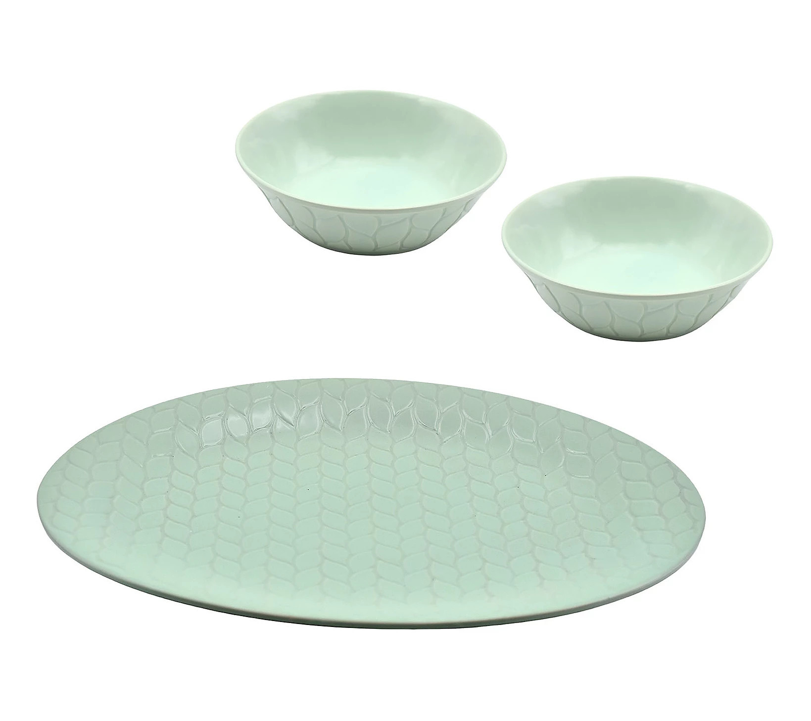 Temp-tations Carved Willow 16" Oval Platter w/ 2 Shallow Bowls | QVC