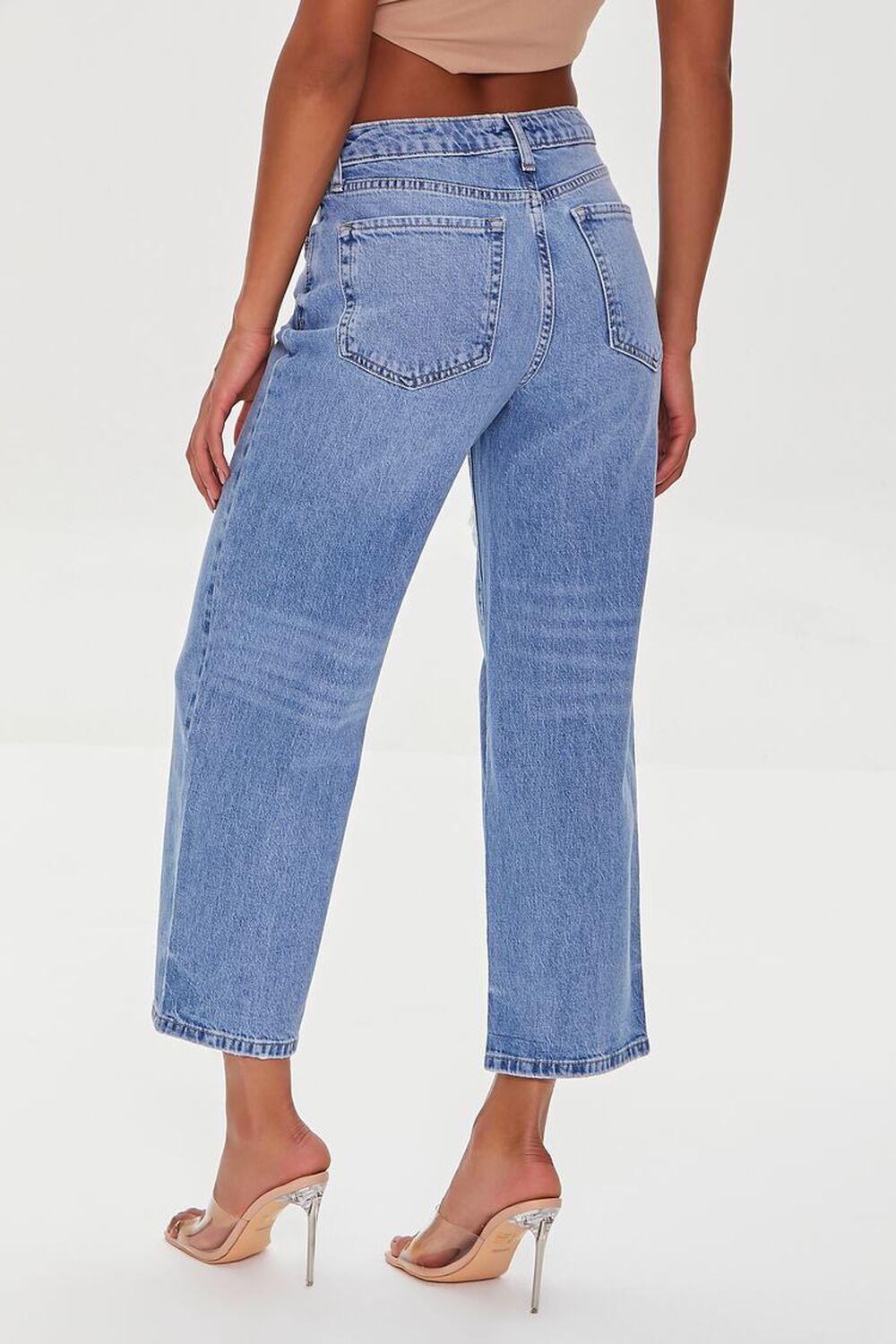 Recycled Cotton Distressed Straight-Leg Jeans | Forever 21 | Forever 21 (US)