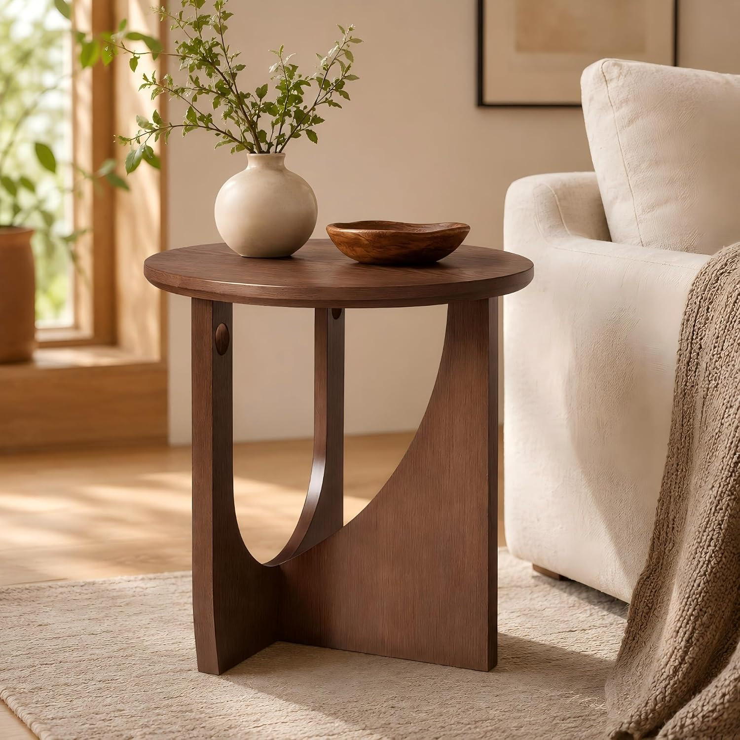 Wood Side Table, 19.68" Small End Table with T-Shaped Stable Base, Modern Wood Accent Table Nightstand for Living Room, Bedroom, Couch, Small Spaces, Easy Assembly | Amazon (US)