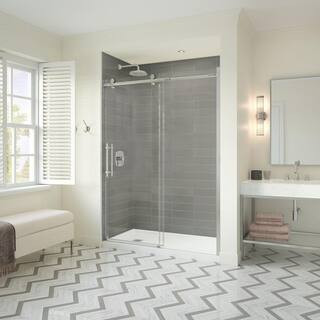 Odyssey SC 57 in. to 59-1/2 in. x 78 in. Frameless Sliding Shower Door in Chrome with Clear Glass and Handle | The Home Depot