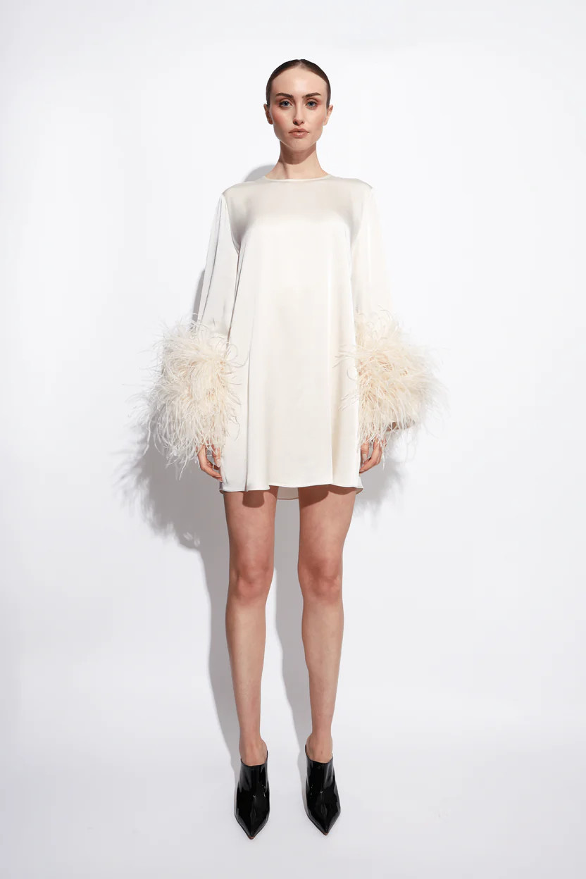 Satin Dress With Feathers | Lapointe (US)