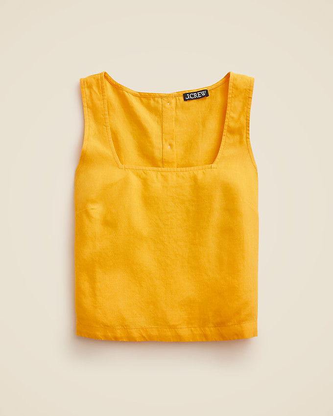 Squareneck button-back top in linen | J. Crew US