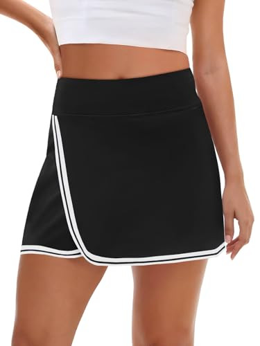 Fisoew Womens Golf Tennis Running Skorts Striped Elastic Waist Skirts Quick Dry Workout Athletic ... | Amazon (US)