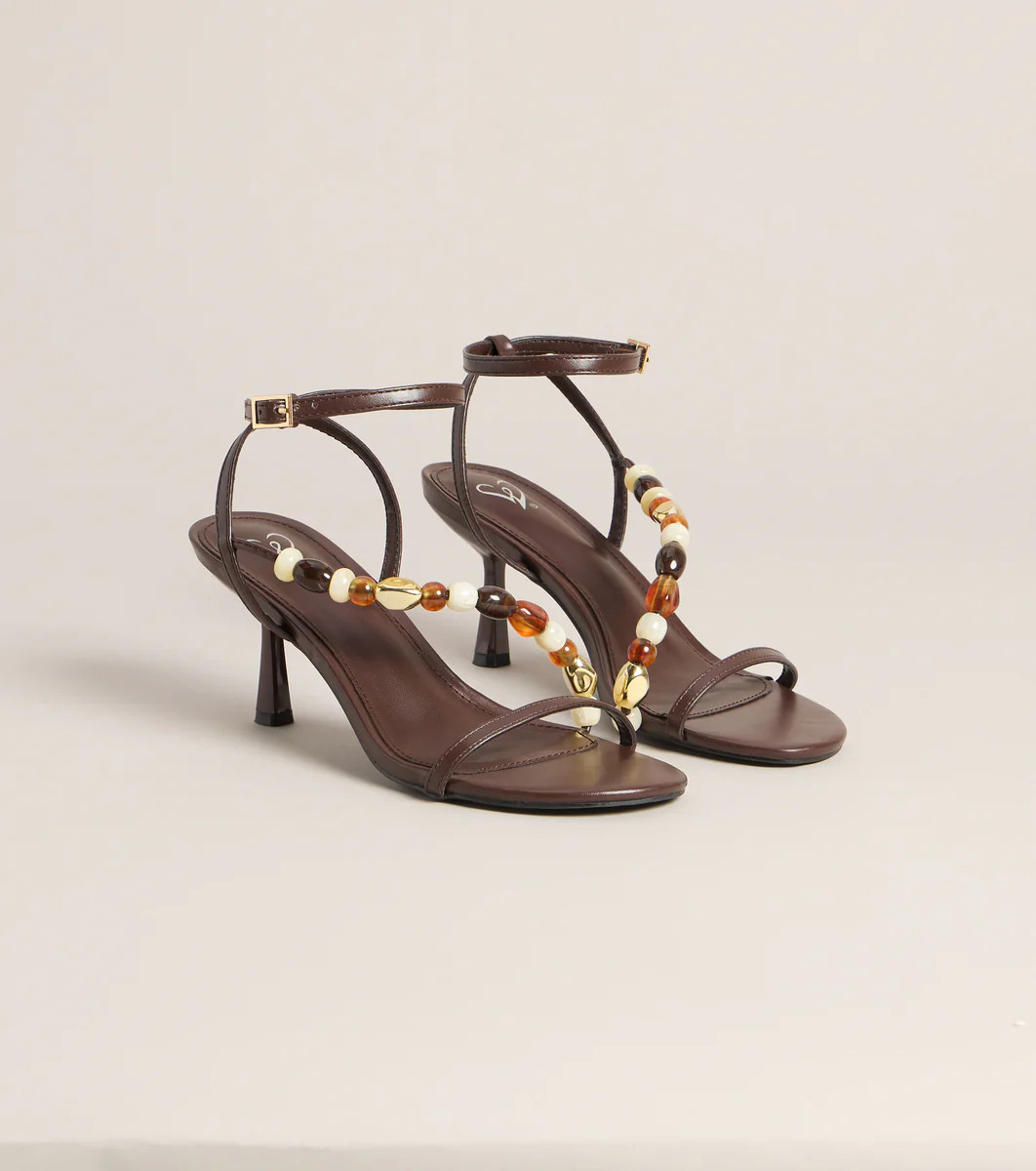 Vacation Glow Beaded Stiletto Heel Sandals | Windsor Stores