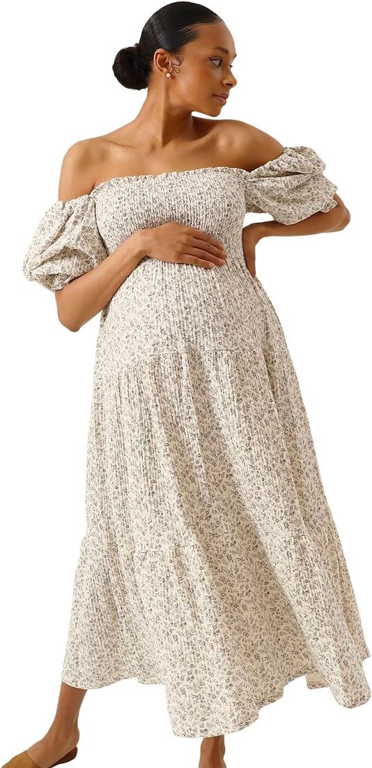 NOTHING FITS BUT Women’s Cotton Modal Kiko Pregnancy Maternity Dress, Casual Floral Maxi Matern... | Amazon (US)