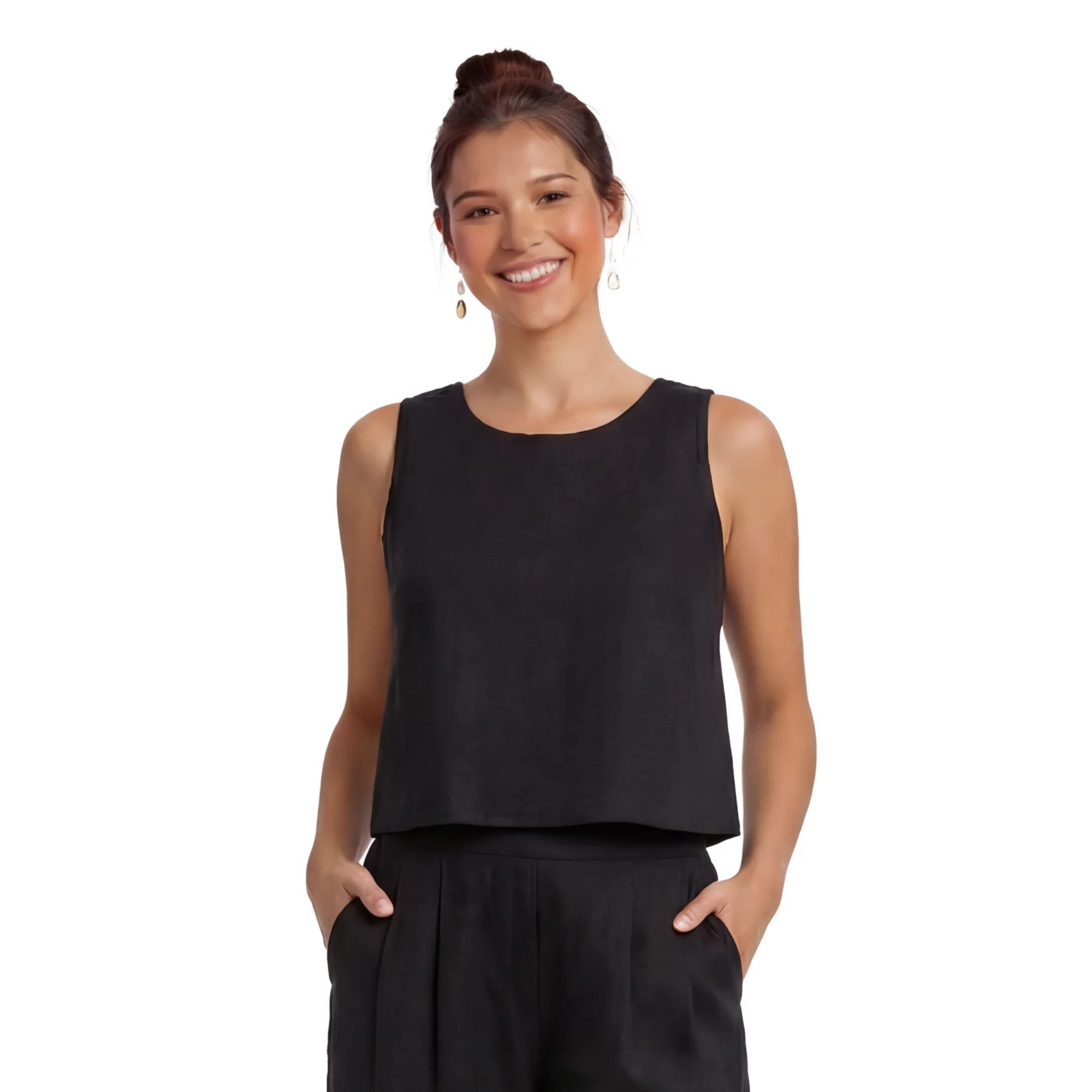 Women's Kittenish Gingham Linen Tank Top | Kohl's