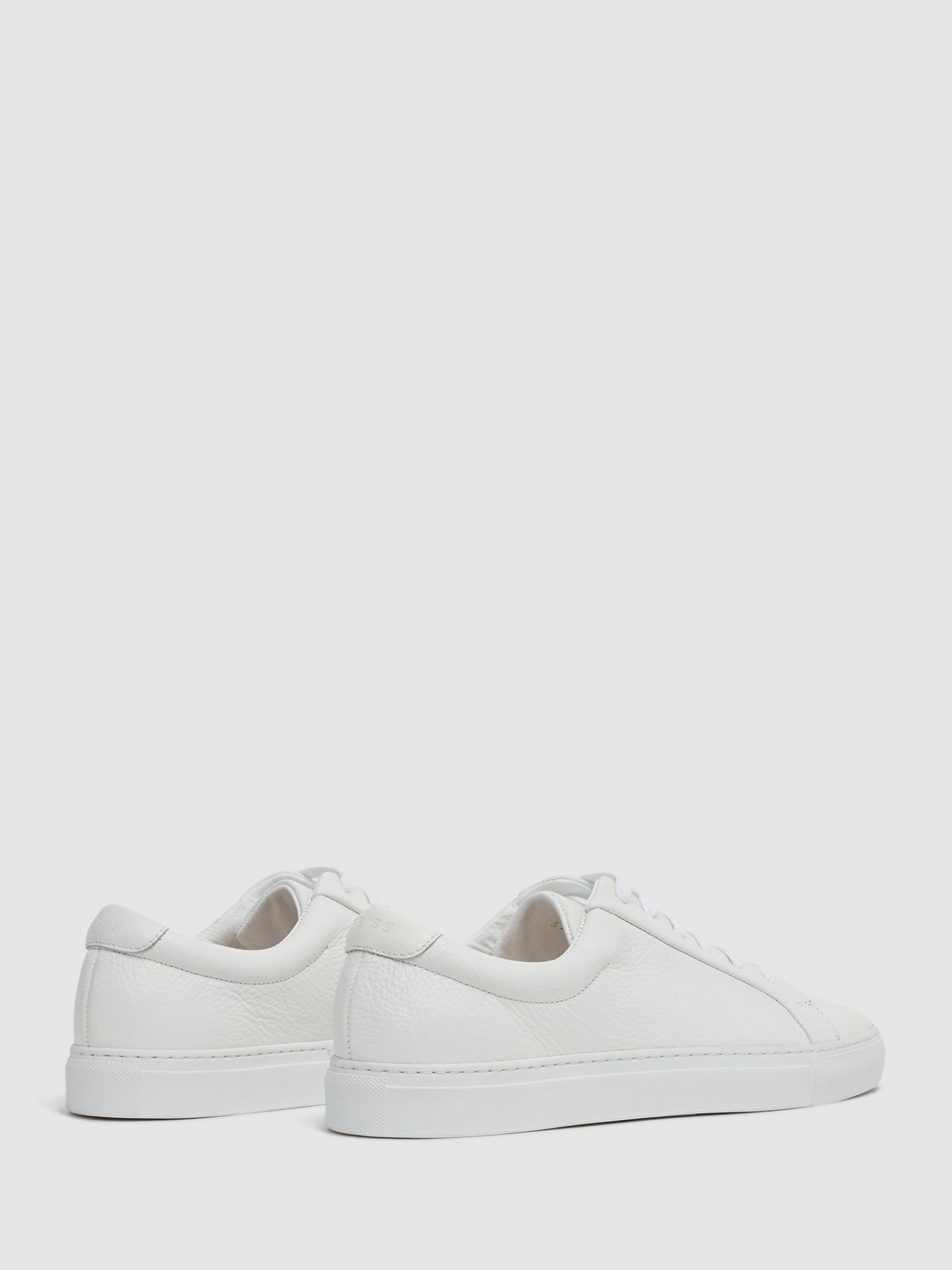Reiss Tumbled Leather Trainers in White - REISS | Reiss UK